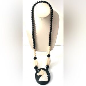 Elegant Mother of Pearl Beaded Unicorn Necklace